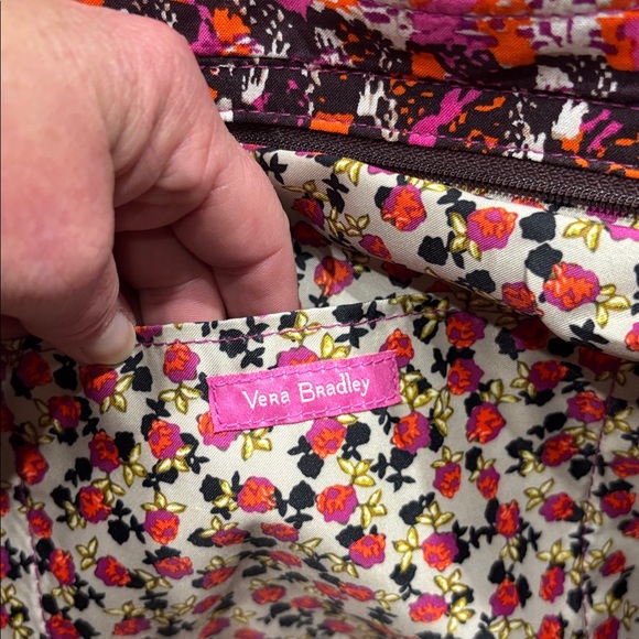 Vera Bradley Iconic Houndstooth Tweed Plaid Tote Pink Orange Purple EUC - Picture 9 of 12